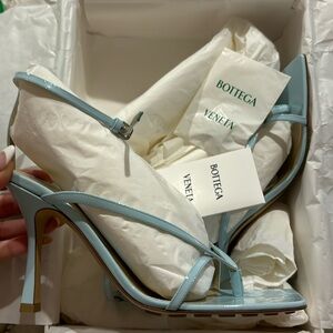 Bottega Veneta Blue Stretch Strap Sandals- Pale Blue